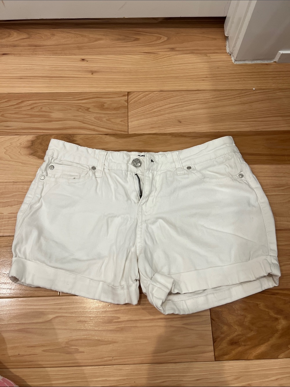 Celebrity Pink White Rolled Cuff Jean Shorts